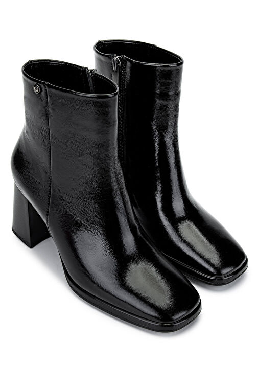 Tamer Tanca Kadın Hakiki Deri Siyah Rugan Topuklu Bot - Görsel 3