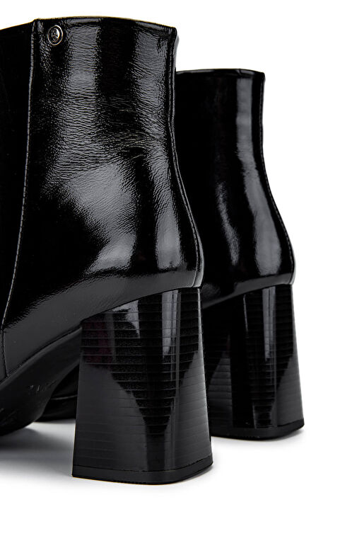 Tamer Tanca Kadın Hakiki Deri Siyah Rugan Topuklu Bot - Görsel 6