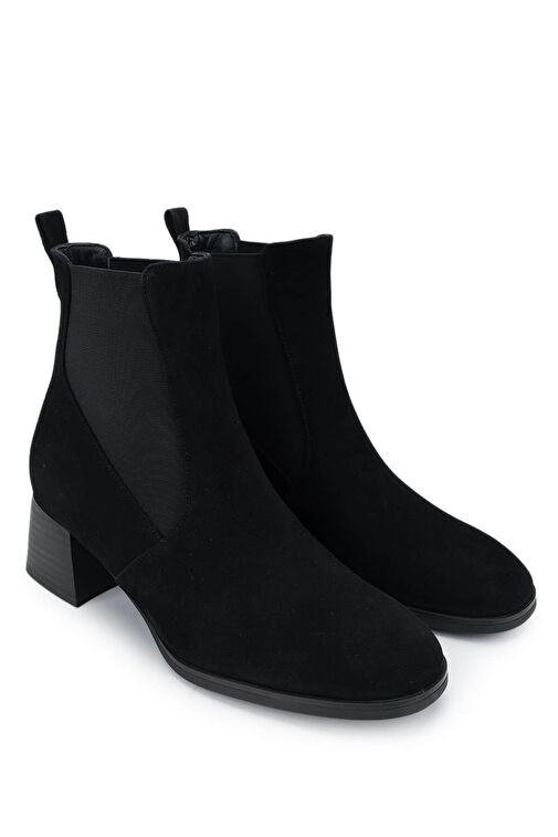 Tamer Tanca Kadın Hakiki Deri Siyah Süet Topuklu Bot - Görsel 3