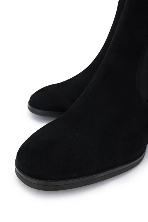 Tamer Tanca Kadın Hakiki Deri Siyah Süet Topuklu Bot - Görsel 4