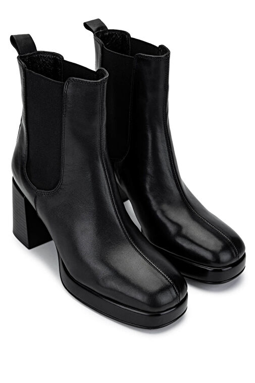 Tamer Tanca Kadın Hakiki Deri Siyah Deri Topuklu Bot - Görsel 3