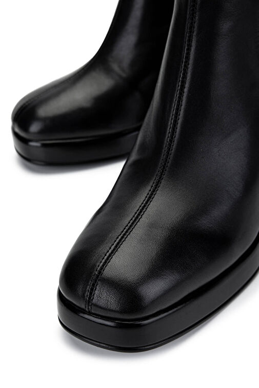 Tamer Tanca Kadın Hakiki Deri Siyah Deri Topuklu Bot - Görsel 4