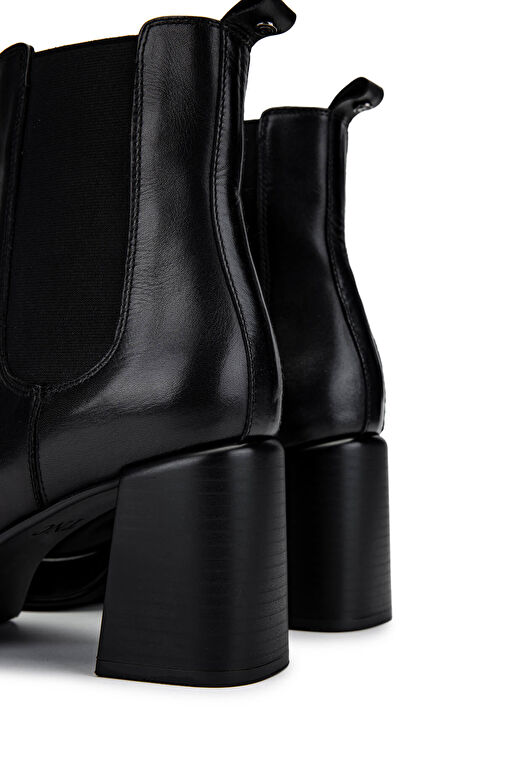 Tamer Tanca Kadın Hakiki Deri Siyah Deri Topuklu Bot - Görsel 5