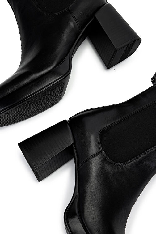 Tamer Tanca Kadın Hakiki Deri Siyah Deri Topuklu Bot - Görsel 6