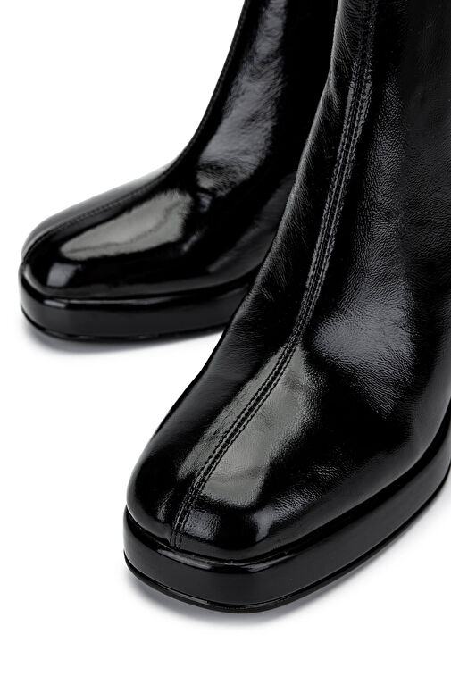 Tamer Tanca Kadın Hakiki Deri Siyah Rugan Topuklu Bot - Görsel 4