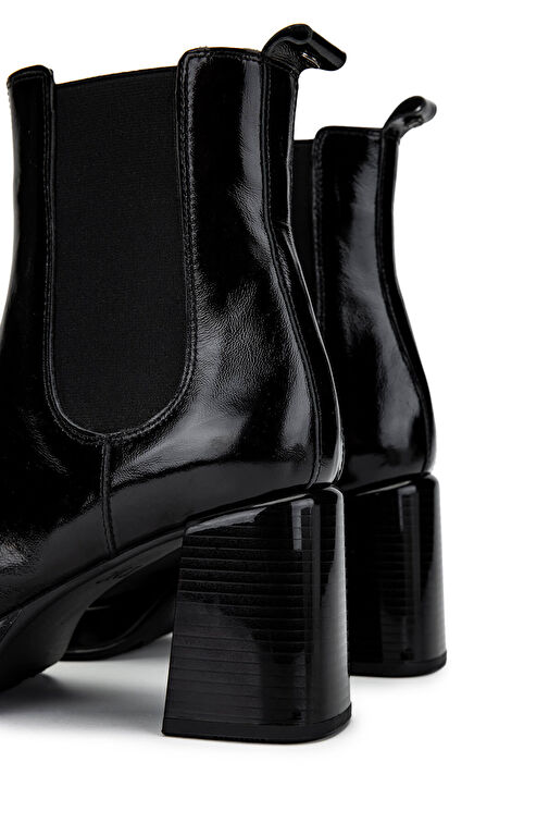 Tamer Tanca Kadın Hakiki Deri Siyah Rugan Topuklu Bot - Görsel 5