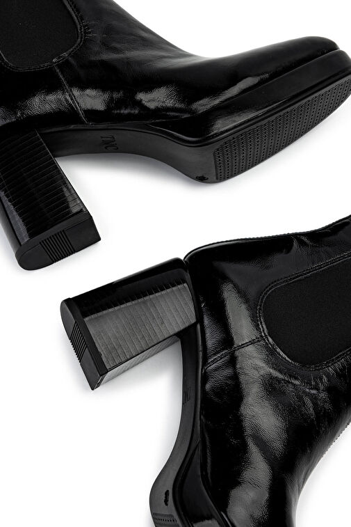 Tamer Tanca Kadın Hakiki Deri Siyah Rugan Topuklu Bot - Görsel 6