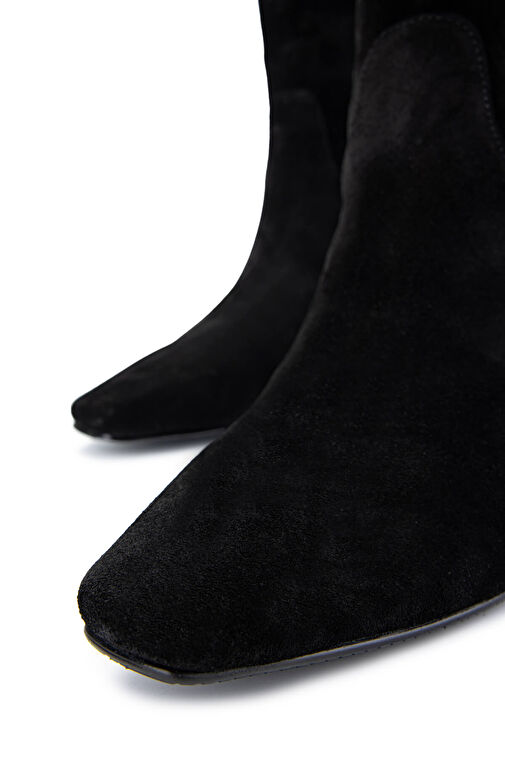 Tamer Tanca Kadın Hakiki Deri Siyah Süet Topuklu Çizme - Görsel 4