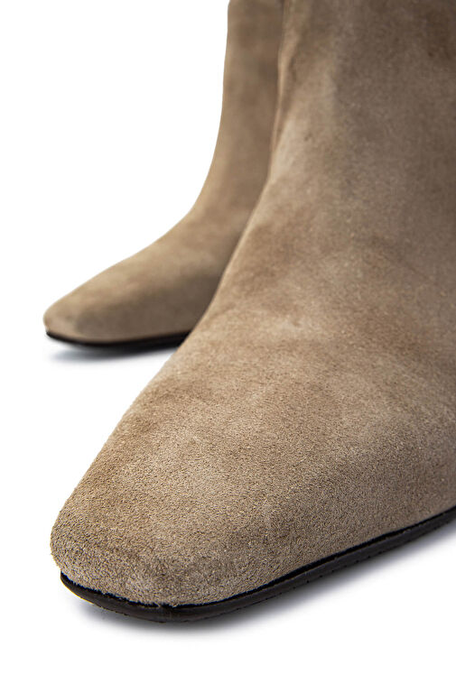 Tamer Tanca Kadın Hakiki Deri Bej Süet Topuklu Çizme - Görsel 4