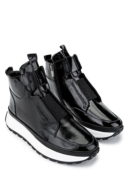 Tamer Tanca Kadın Hakiki Deri Siyah Rugan Casual Bot - Görsel 3