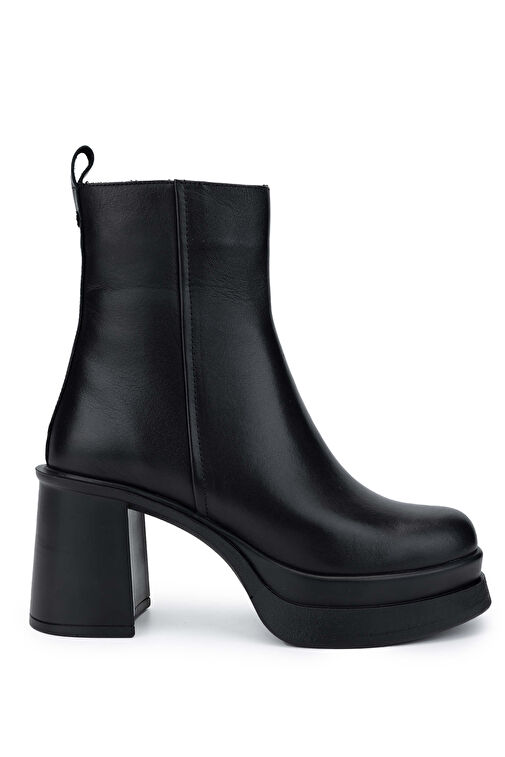 Tamer Tanca Kadın Hakiki Deri Siyah Deri Topuklu Bot - Görsel 2