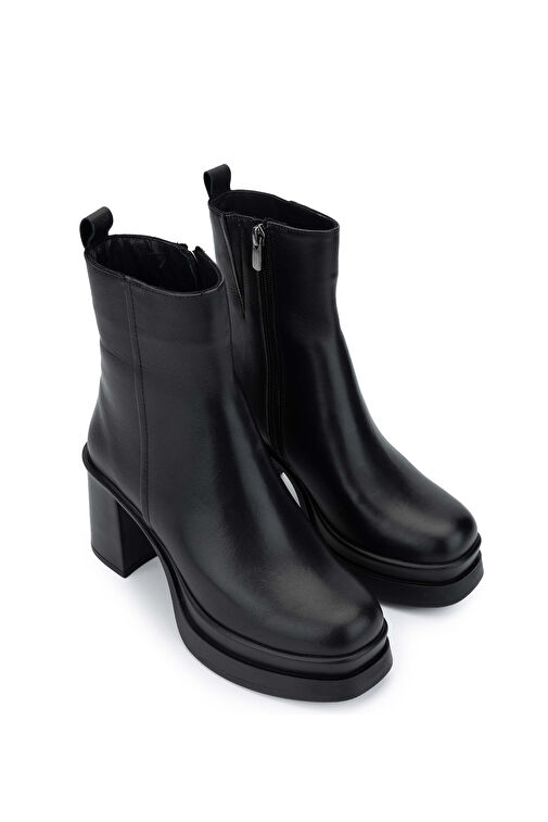 Tamer Tanca Kadın Hakiki Deri Siyah Deri Topuklu Bot - Görsel 3