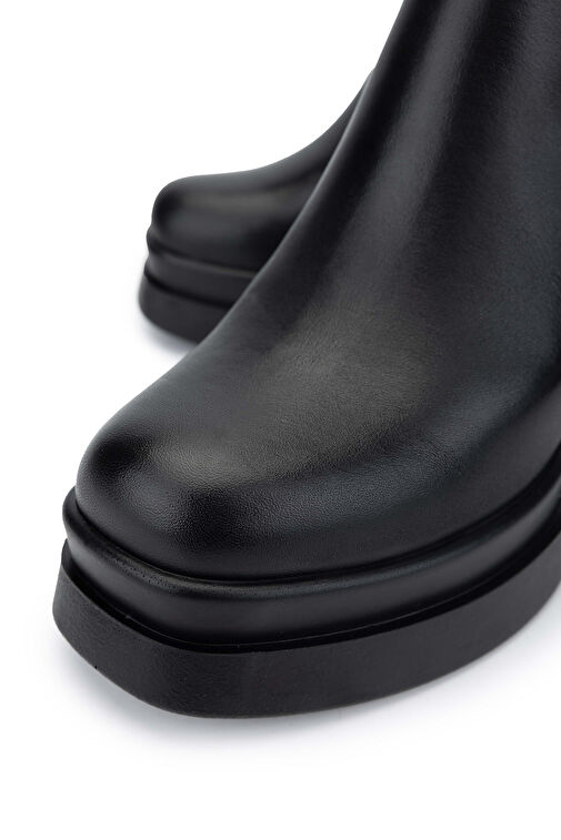 Tamer Tanca Kadın Hakiki Deri Siyah Deri Topuklu Bot - Görsel 4