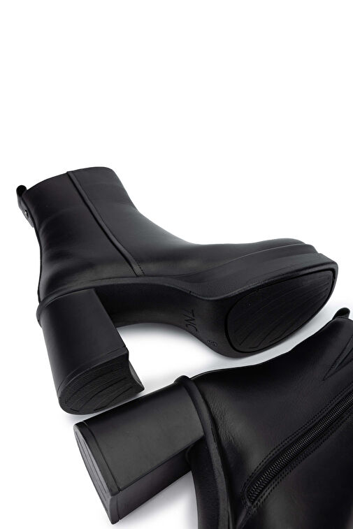 Tamer Tanca Kadın Hakiki Deri Siyah Deri Topuklu Bot - Görsel 6