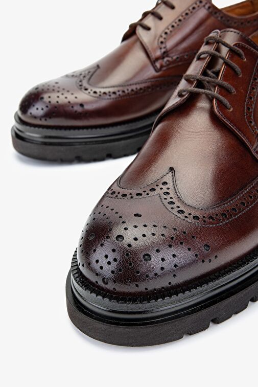 Valmenti Erkek Hakiki Deri Kahverengi Klasik Ayakkabı - Görsel 4