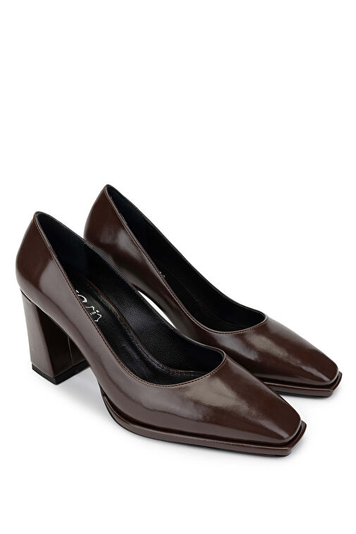 Tamer Tanca Kadın Suni Deri Kahverengi Topuklu Ayakkabı - Görsel 3