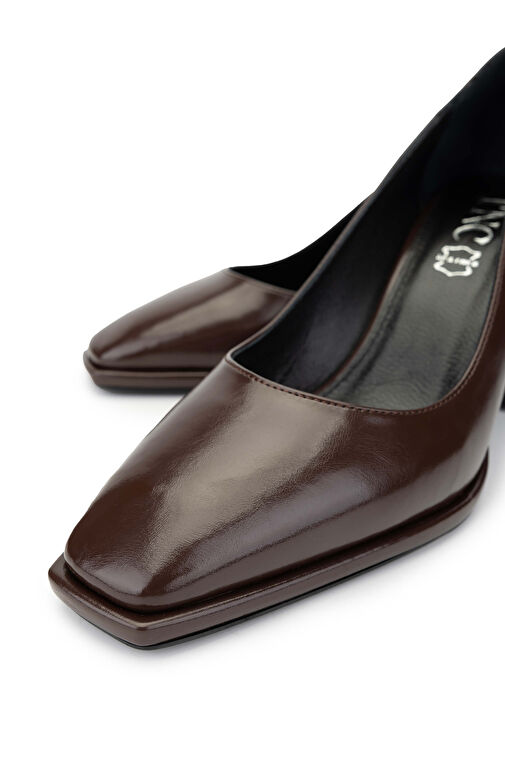 Tamer Tanca Kadın Suni Deri Kahverengi Topuklu Ayakkabı - Görsel 4