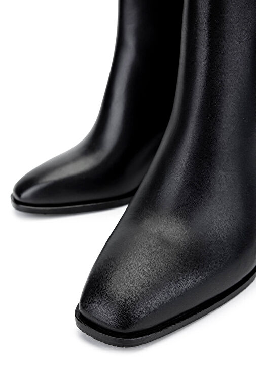 Tamer Tanca Kadın Hakiki Deri Siyah Topuklu Bot - Görsel 4