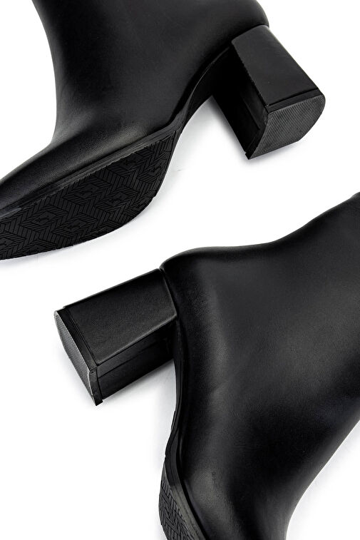 Tamer Tanca Kadın Hakiki Deri Siyah Topuklu Bot - Görsel 6