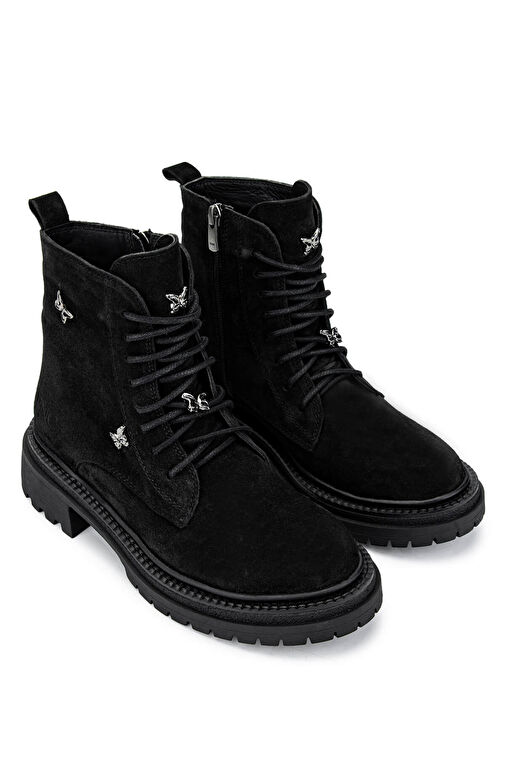 Tamer Tanca Kadın Hakiki Deri Siyah Süet Casual Bot - Görsel 3