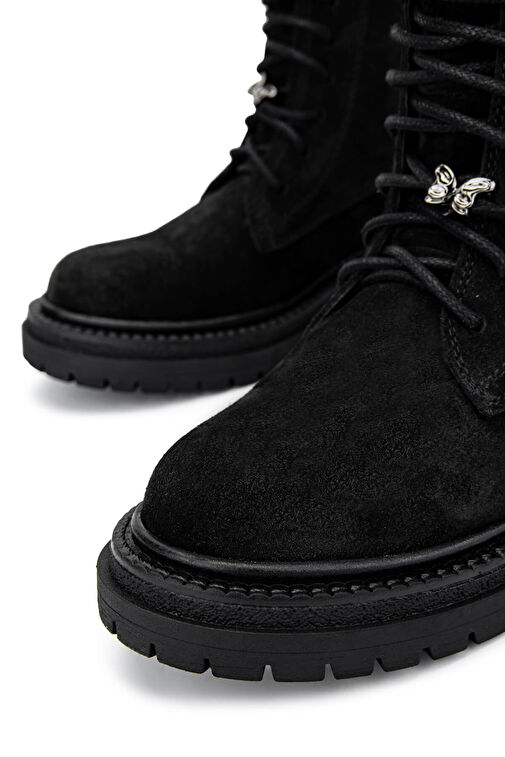 Tamer Tanca Kadın Hakiki Deri Siyah Süet Casual Bot - Görsel 4