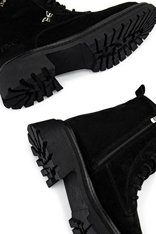 Tamer Tanca Kadın Hakiki Deri Siyah Süet Casual Bot - Görsel 6