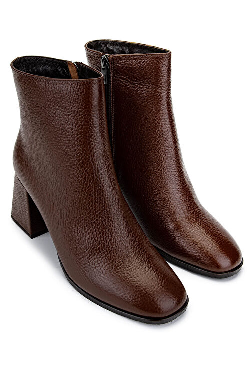 Tamer Tanca Kadın Hakiki Deri Taba Floter Topuklu Bot - Görsel 3