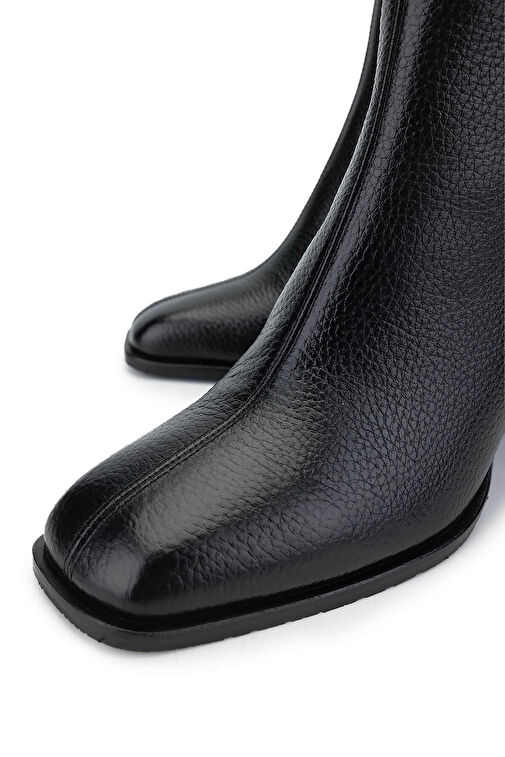 Tamer Tanca Kadın Hakiki Deri Siyah Floter Topuklu Bot - Görsel 4