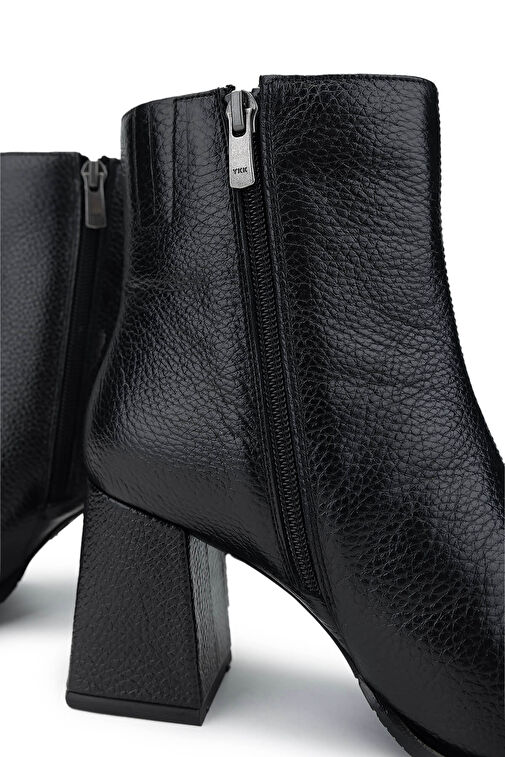 Tamer Tanca Kadın Hakiki Deri Siyah Floter Topuklu Bot - Görsel 5