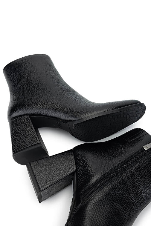 Tamer Tanca Kadın Hakiki Deri Siyah Floter Topuklu Bot - Görsel 6