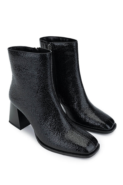 Tamer Tanca Kadın Hakiki Deri Siyah Rugan Topuklu Bot - Görsel 3