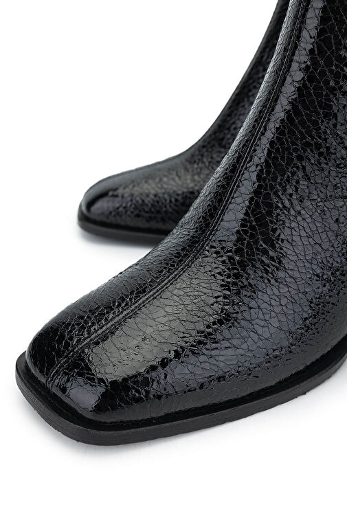 Tamer Tanca Kadın Hakiki Deri Siyah Rugan Topuklu Bot - Görsel 4