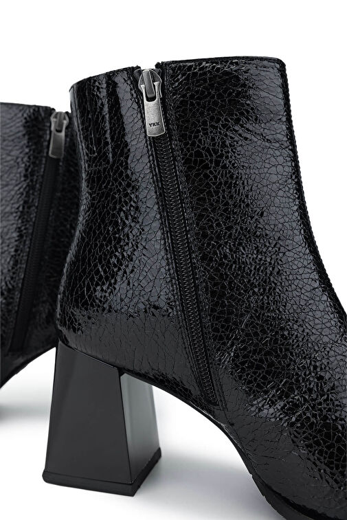 Tamer Tanca Kadın Hakiki Deri Siyah Rugan Topuklu Bot - Görsel 5