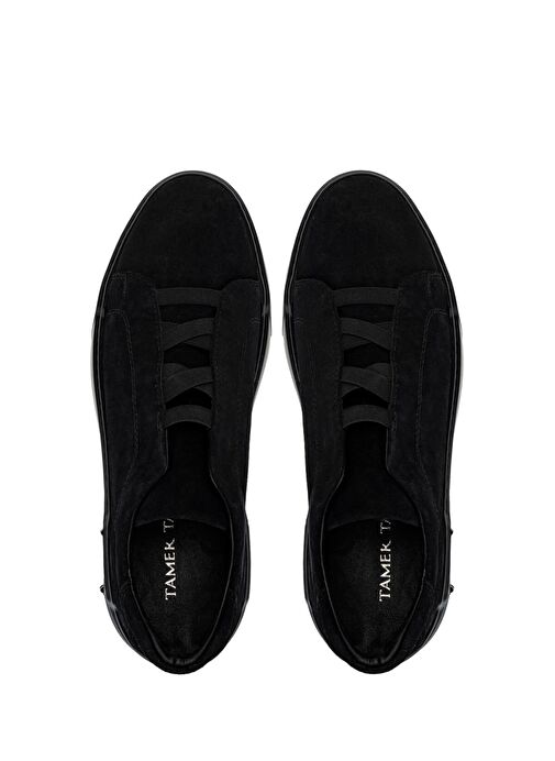 Tamer Tanca Erkek Hakiki Deri Siyah Süet Sneakers & Spor Ayakkabı - Görsel 6