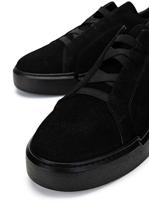 Tamer Tanca Erkek Hakiki Deri Siyah Süet Sneakers & Spor Ayakkabı - Görsel 5