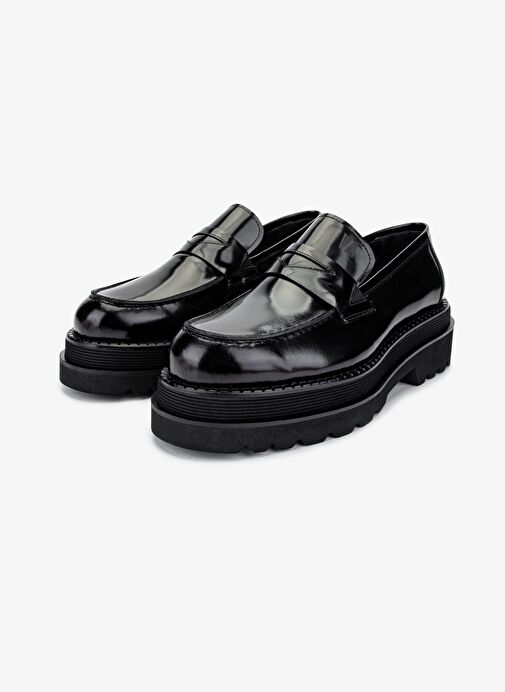 Valmenti Erkek Hakiki Deri Siyah Açma Loafer Ayakkabı - Görsel 5