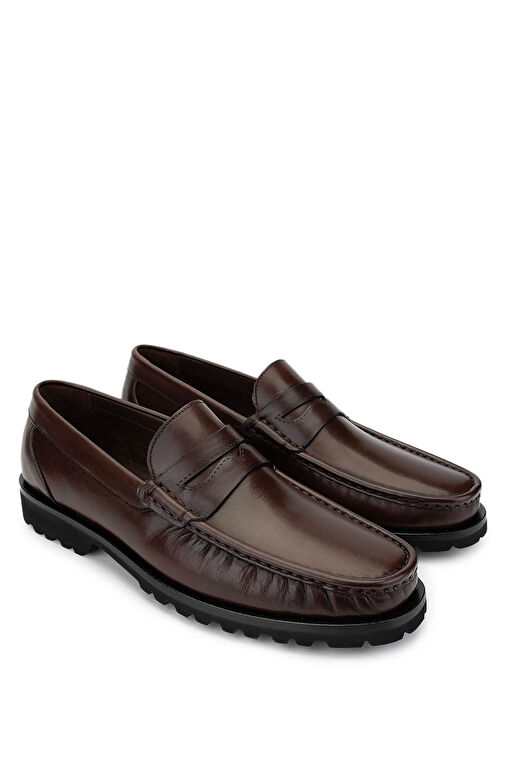 Tamer Tanca Erkek Hakiki Deri Kahverengi Deri Loafer Ayakkabı - Görsel 3