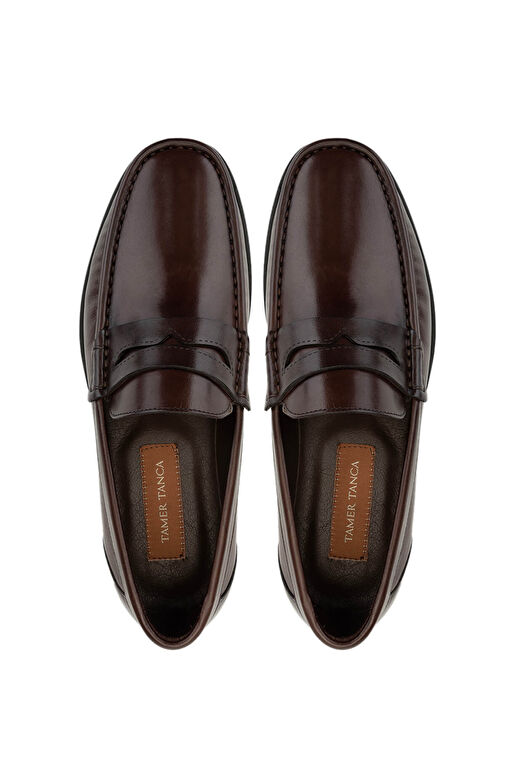 Tamer Tanca Erkek Hakiki Deri Kahverengi Deri Loafer Ayakkabı - Görsel 6