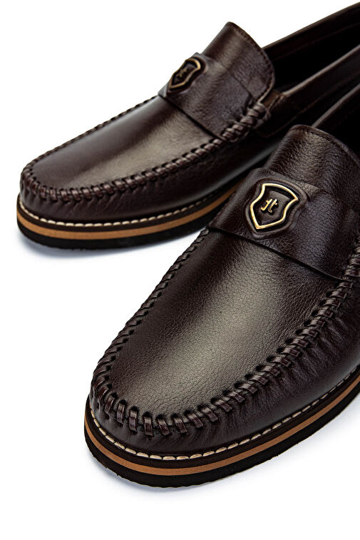 Tamer Tanca Erkek Hakiki Deri Kahverengi Loafer Ayakkabı - Görsel 5