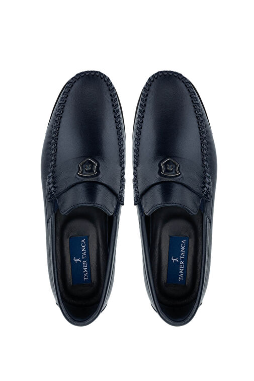 Tamer Tanca Erkek Hakiki Deri Lacivert Loafer Ayakkabı - Görsel 6