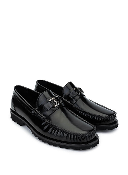 Tamer Tanca Erkek Hakiki Deri Siyah Açma Loafer Ayakkabı - Görsel 3