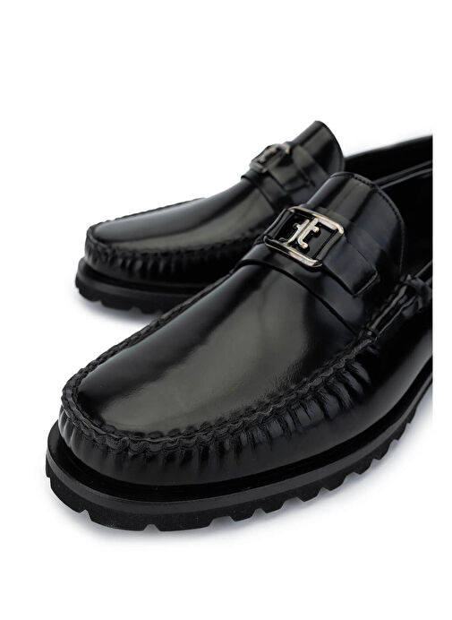 Tamer Tanca Erkek Hakiki Deri Siyah Açma Loafer Ayakkabı - Görsel 4