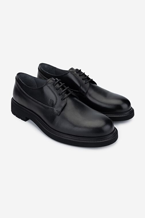Valmenti Erkek Hakiki Deri Siyah Deri Klasik Ayakkabı - Görsel 3