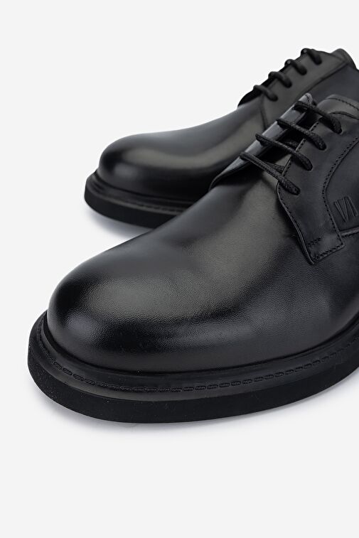 Valmenti Erkek Hakiki Deri Siyah Deri Klasik Ayakkabı - Görsel 4