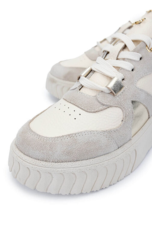 Tamer Tanca Kadın Hakiki Deri Bej Sneakers & Spor Ayakkabı - Görsel 4