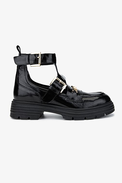 Valmenti Kadın Hakiki Deri Siyah Rugan Casual Bot - Görsel 2