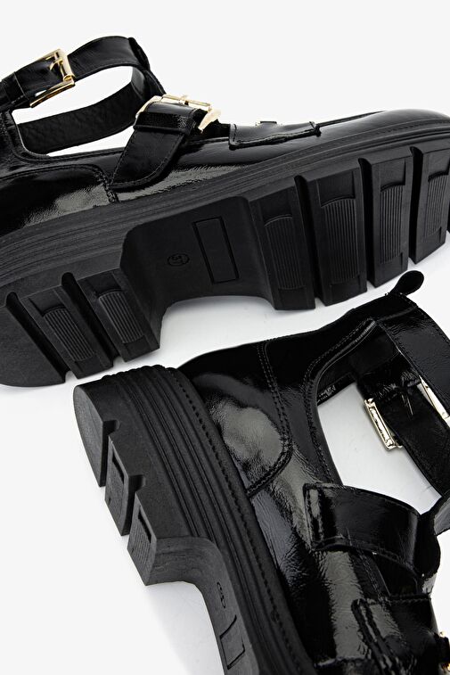 Valmenti Kadın Hakiki Deri Siyah Rugan Casual Bot - Görsel 5