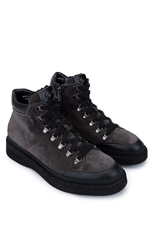 Mario Bruni Erkek Hakiki Deri Gri Casual Bot - Görsel 3