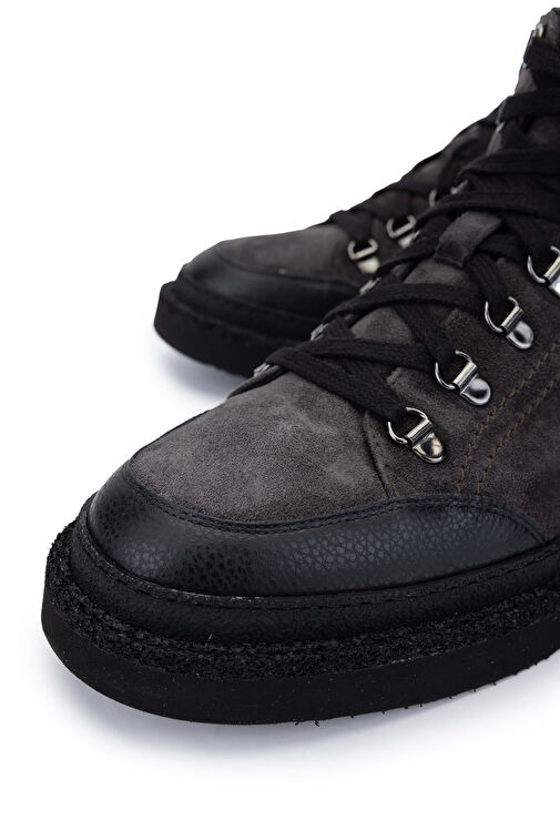 Mario Bruni Erkek Hakiki Deri Gri Casual Bot - Görsel 4