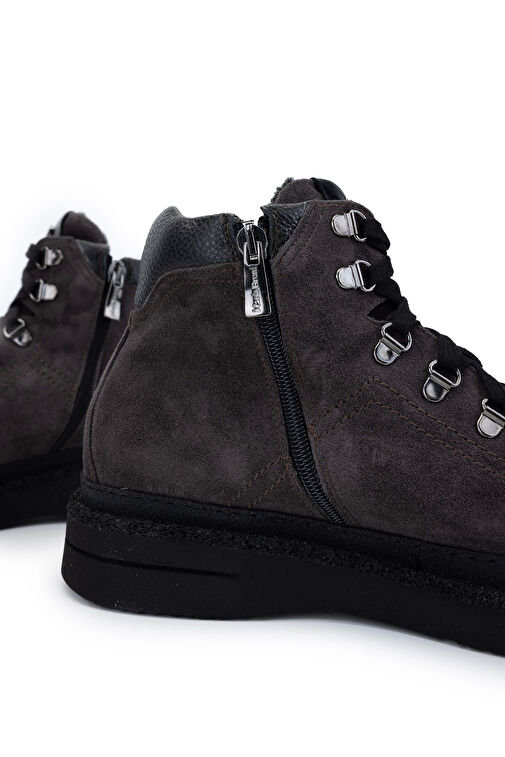 Mario Bruni Erkek Hakiki Deri Gri Casual Bot - Görsel 5